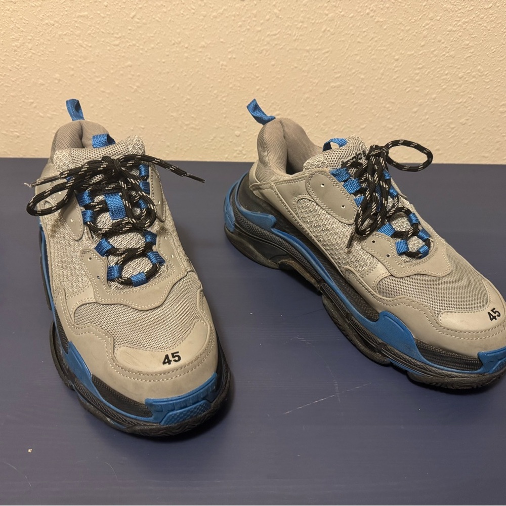 Balenciaga Gray and Blue Athletic Shoes